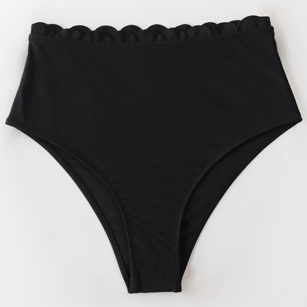 Scalloped high waisted bikini bottom